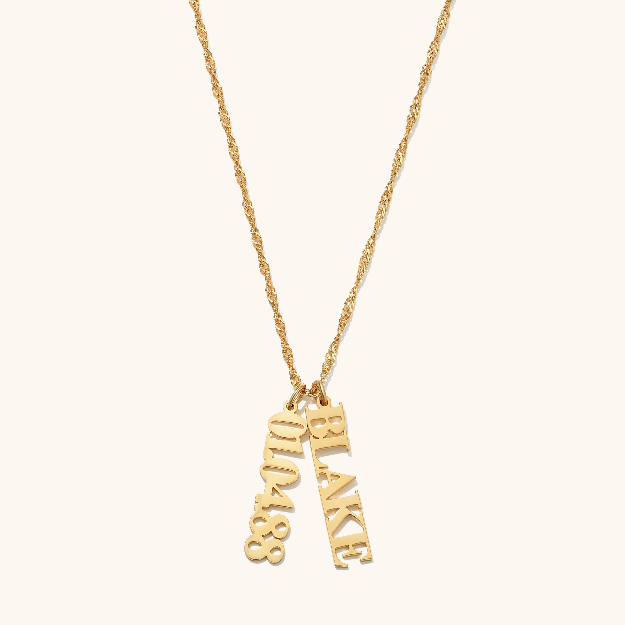 Vertical name hot sale necklace gold