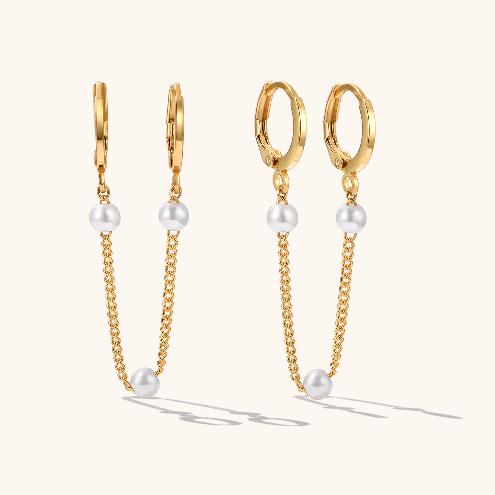 Pearl Satellite Double Handcuff / Earplug Holder Earrings