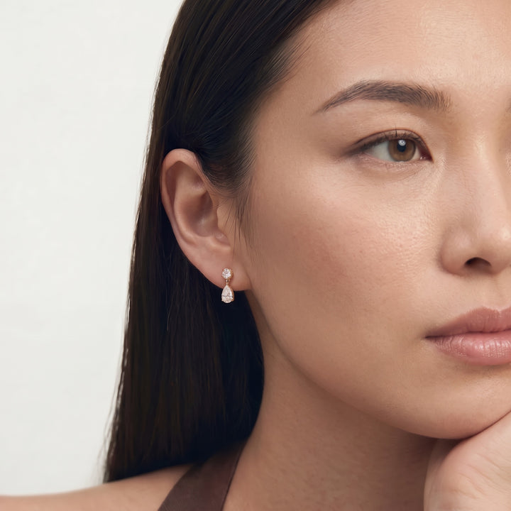 Pear Diamond Drop Earrings model