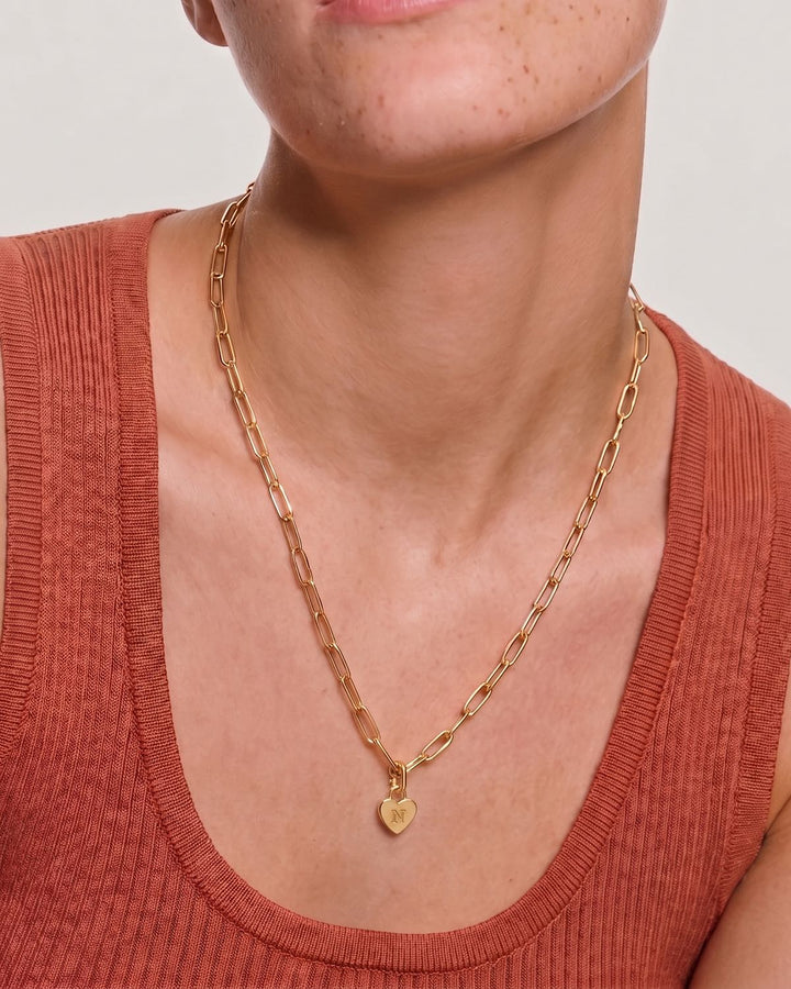 Chunky Heart Initial Necklace model