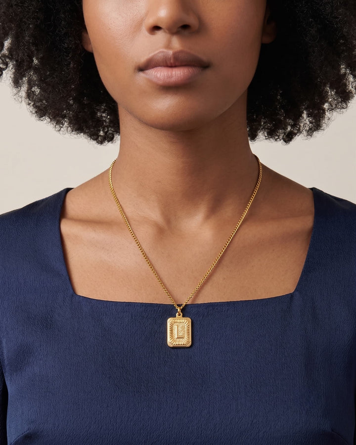 Medal Initial Necklace model