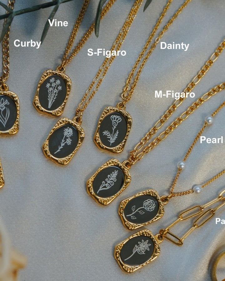 Mirror Birth flower Necklace model