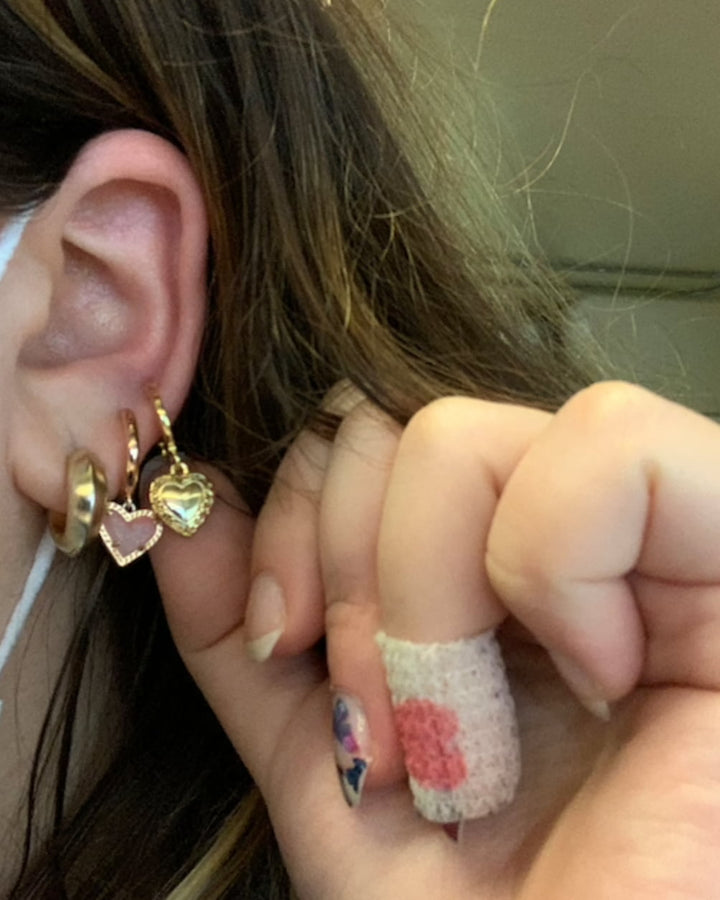 Mini Heart Locket Earrings model
