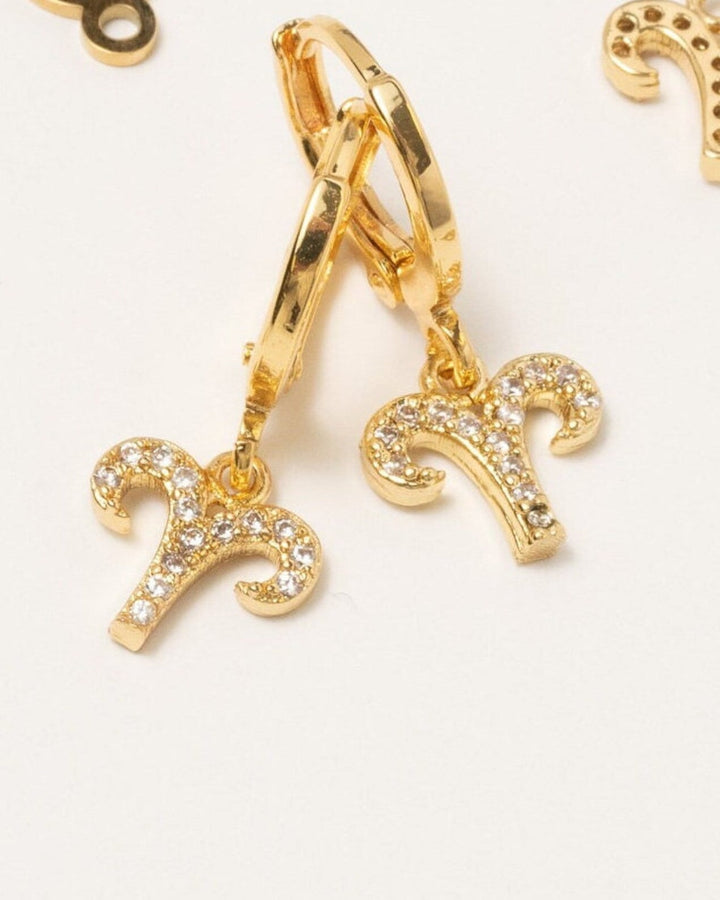 Pave Zodiac Earrings model