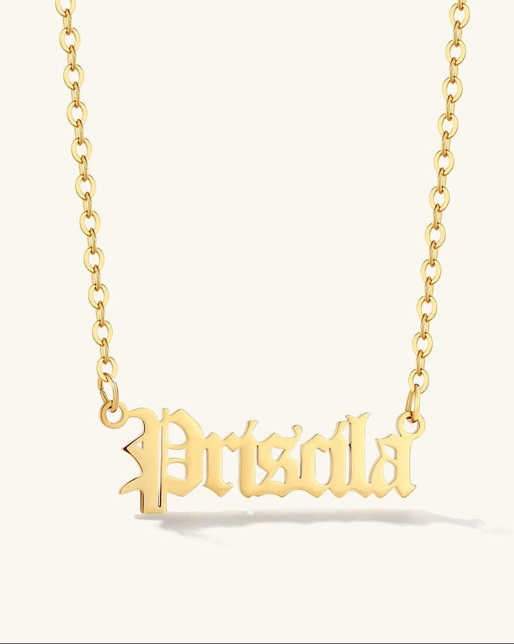 Old English Name Necklace