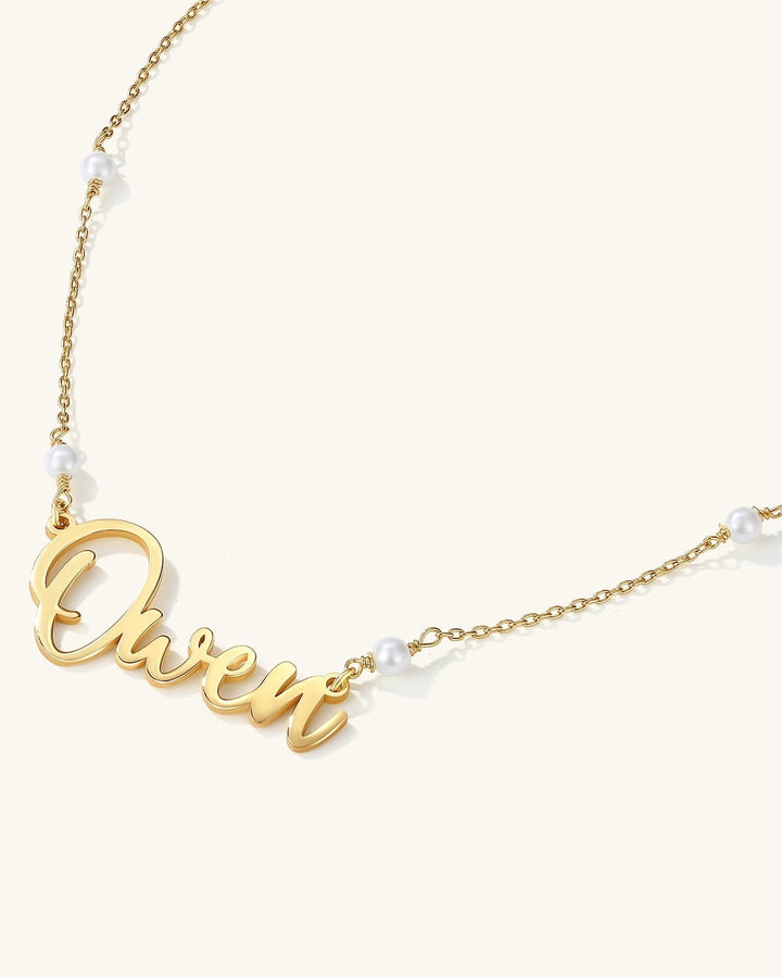 Pearl Bead Name Necklace model