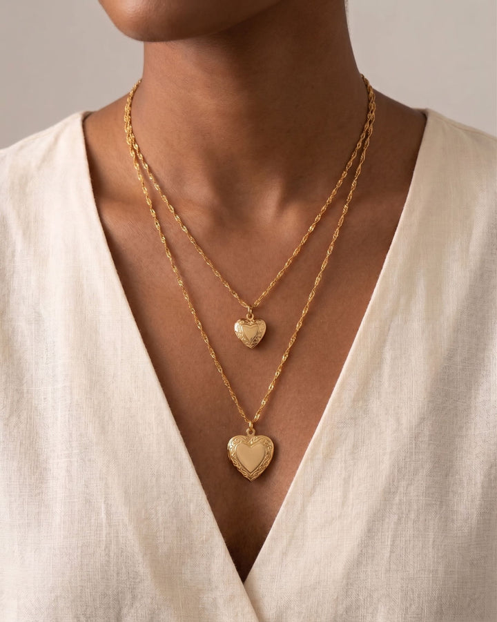 Engravable Heart Locket Necklace model