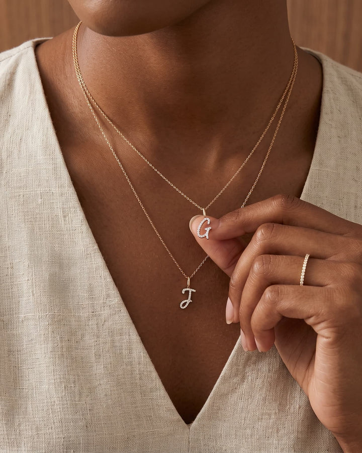 Pavé Diamond Initial Necklace model