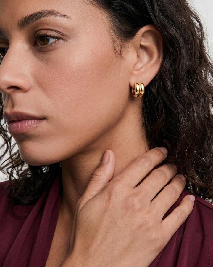 Double Dome Huggie Earrings model