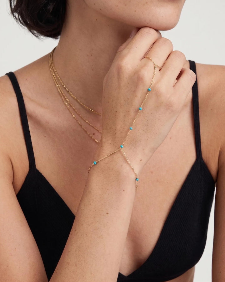 Turquoise Hand Chain Bracelet model