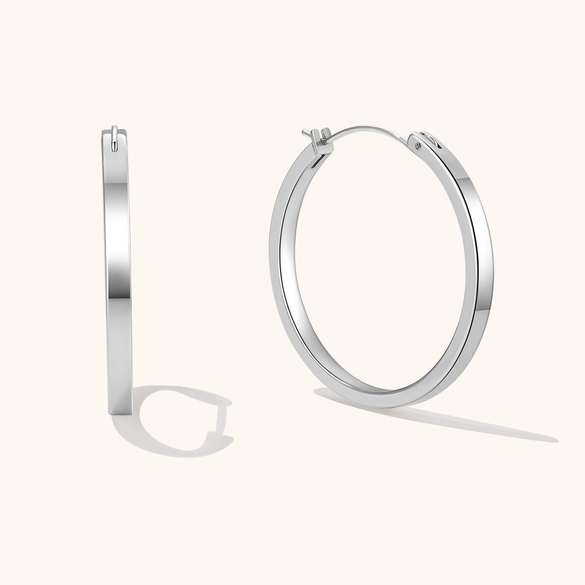 Flat Hoops - Large | Silver