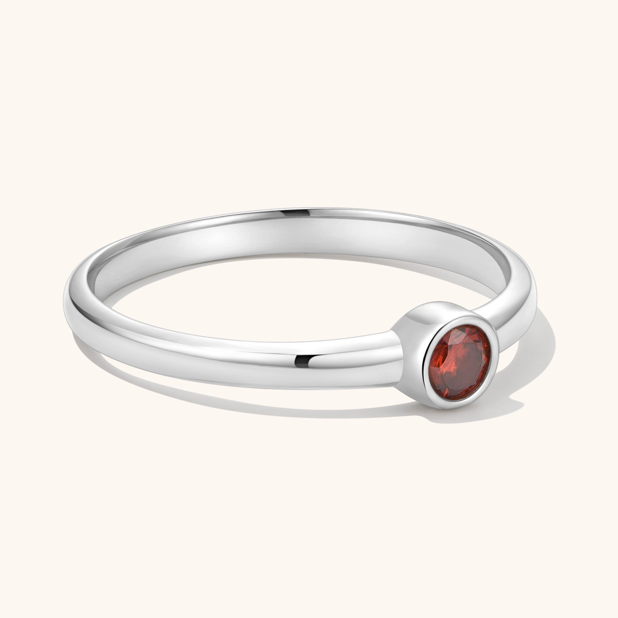 Birthstone Ring | Sterling Silver, Garnet