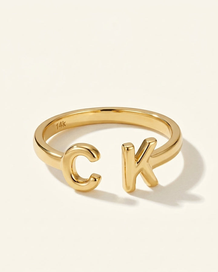 Double Letter Open Band Ring