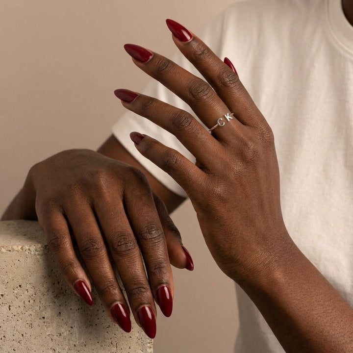 Double Letter Open Band Ring model