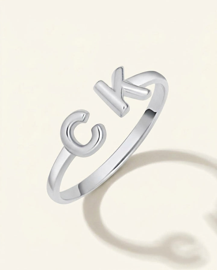 Double Letter Open Band Ring
