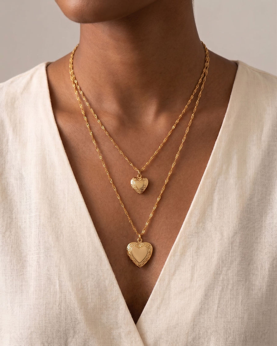 Engravable Heart Locket Necklace