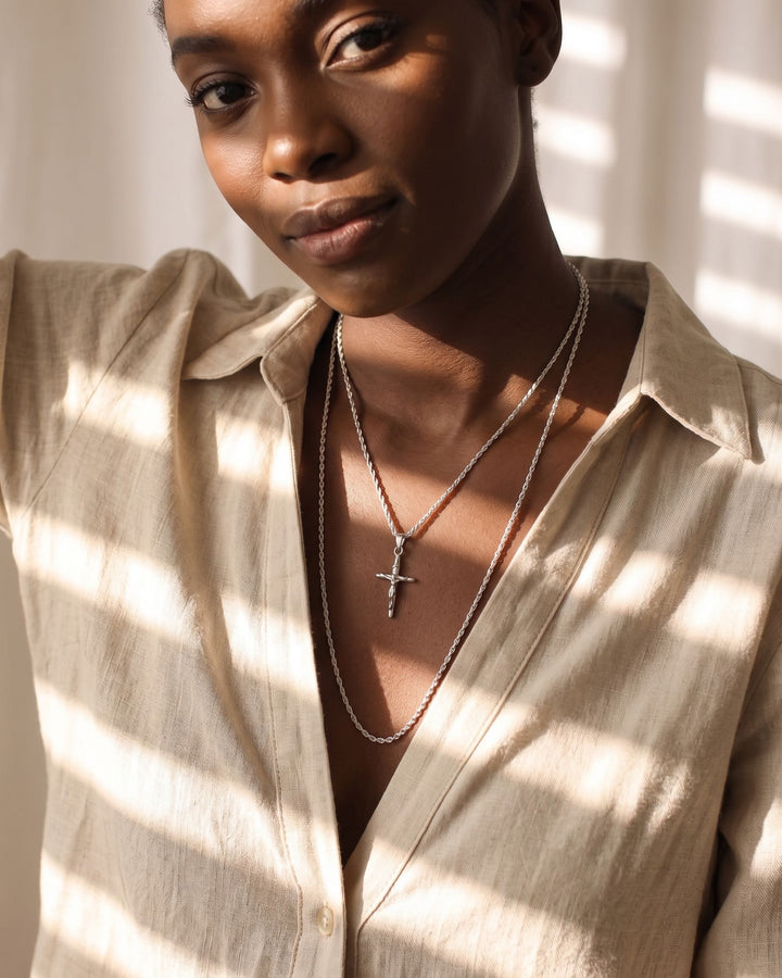 Pray Cross Necklace model