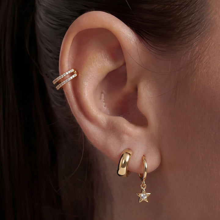 Dome Huggie Hoop Earrings model