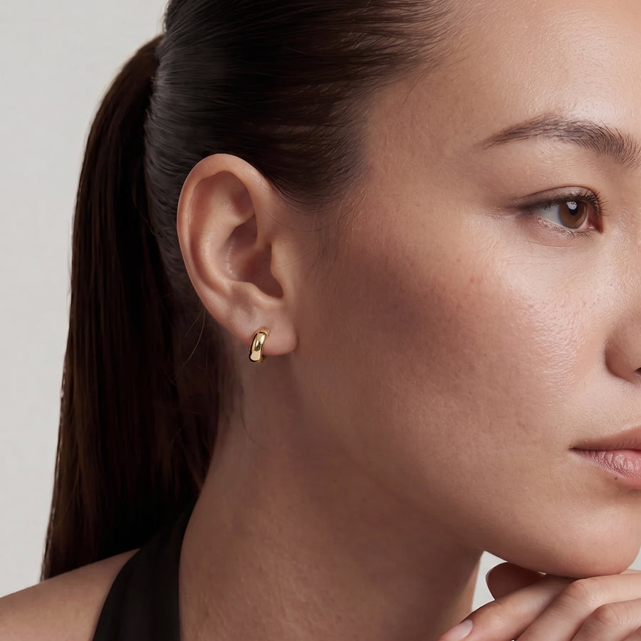 Dome Huggie Hoop Earrings