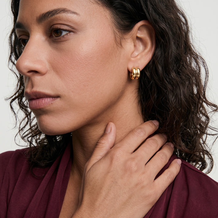 Double Dome Huggie Earrings model