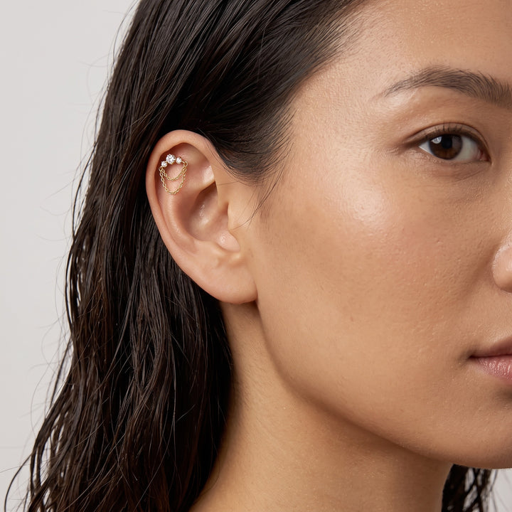 Lab Diamond Double Chain Studs model