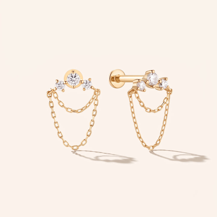 Lab Diamond Double Chain Studs