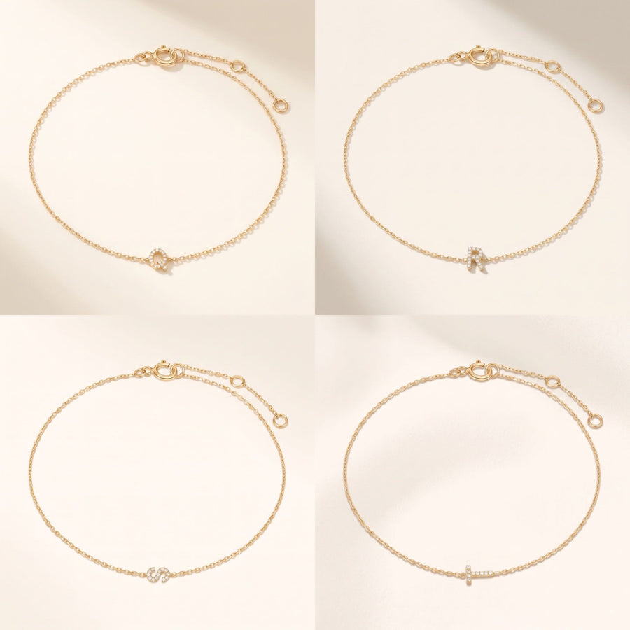 Pave Diamond Initial Bracelet