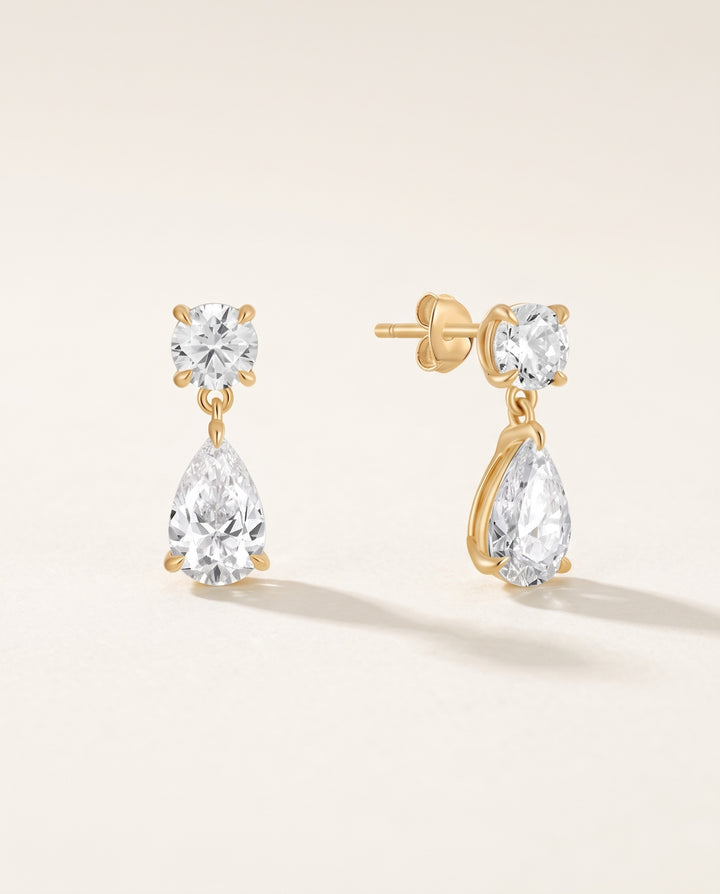 Pear Diamond Drop Earrings