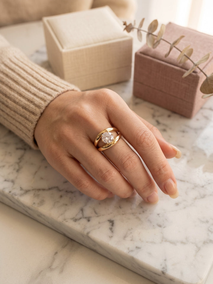 OVAL LAB-GROWN DIAMOND DOUBLE-BAND RING model