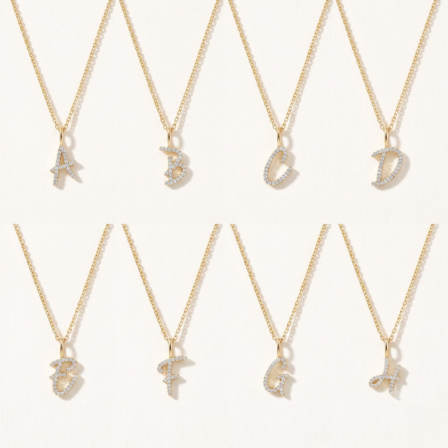 Pavé Diamond Initial Necklace