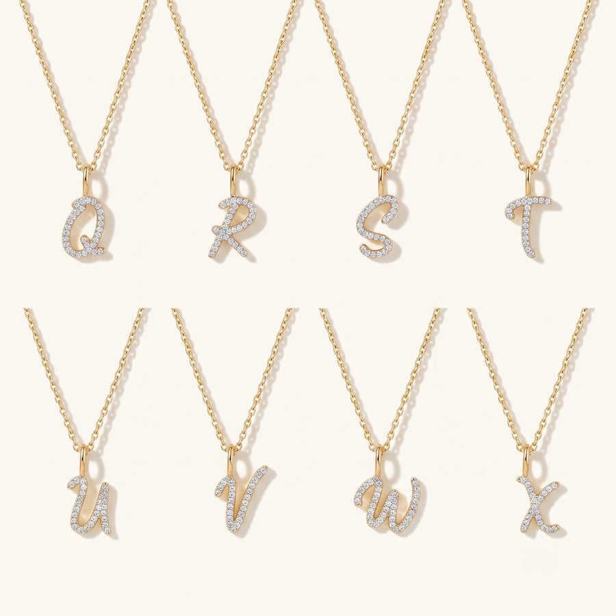 Pavé Diamond Initial Necklace