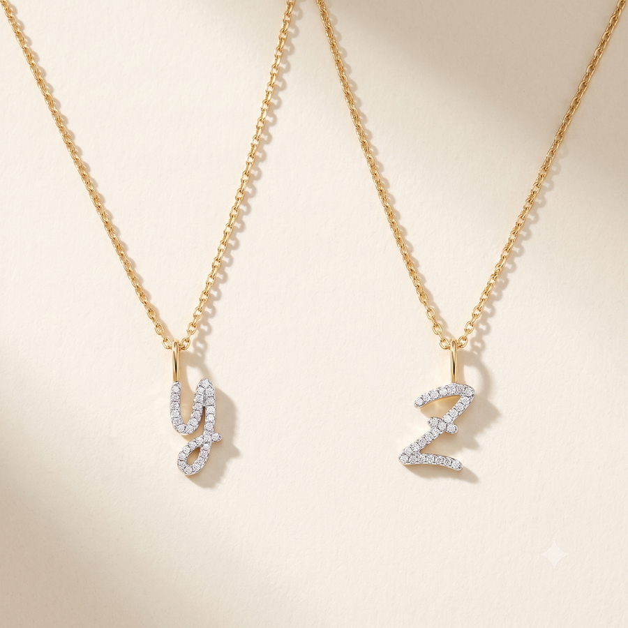 Pavé Diamond Initial Necklace