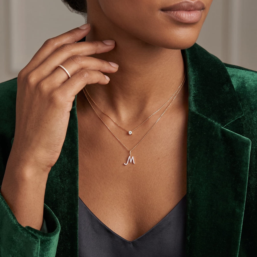 Pavé Diamond Initial Necklace