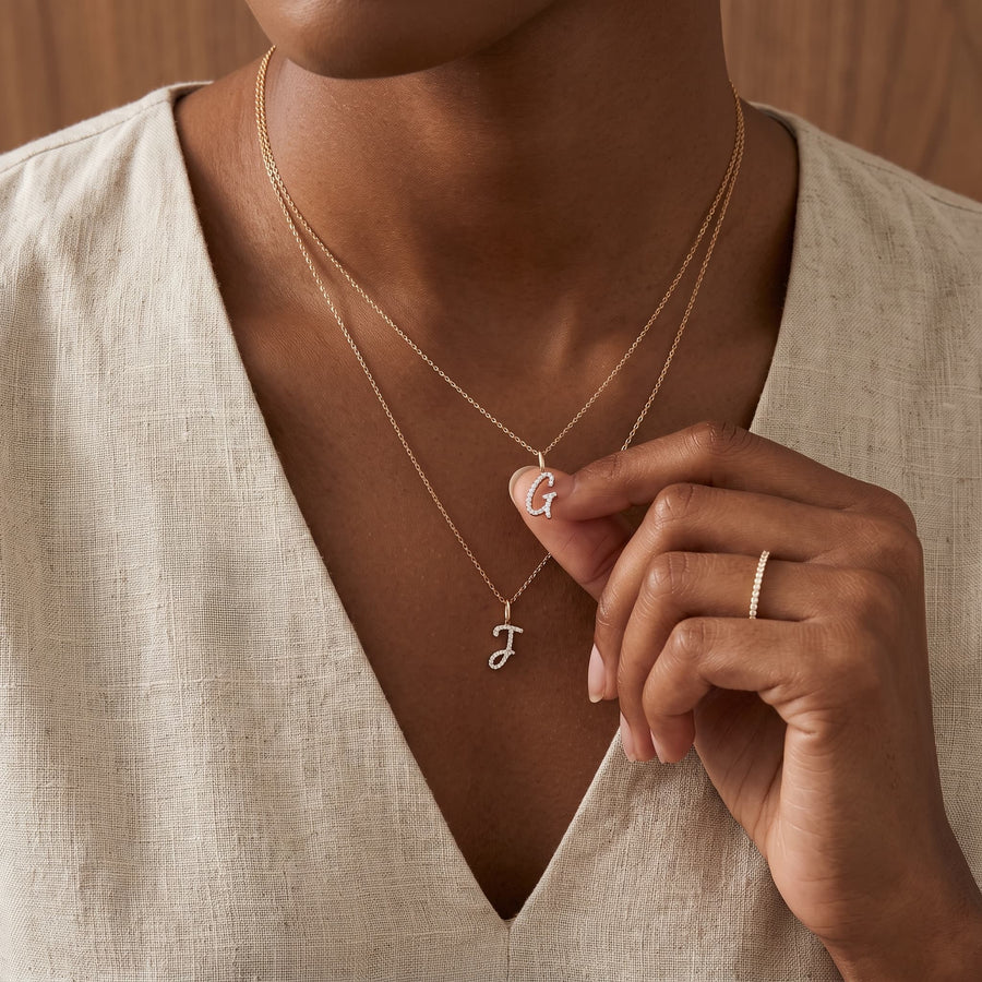 Pavé Diamond Initial Necklace