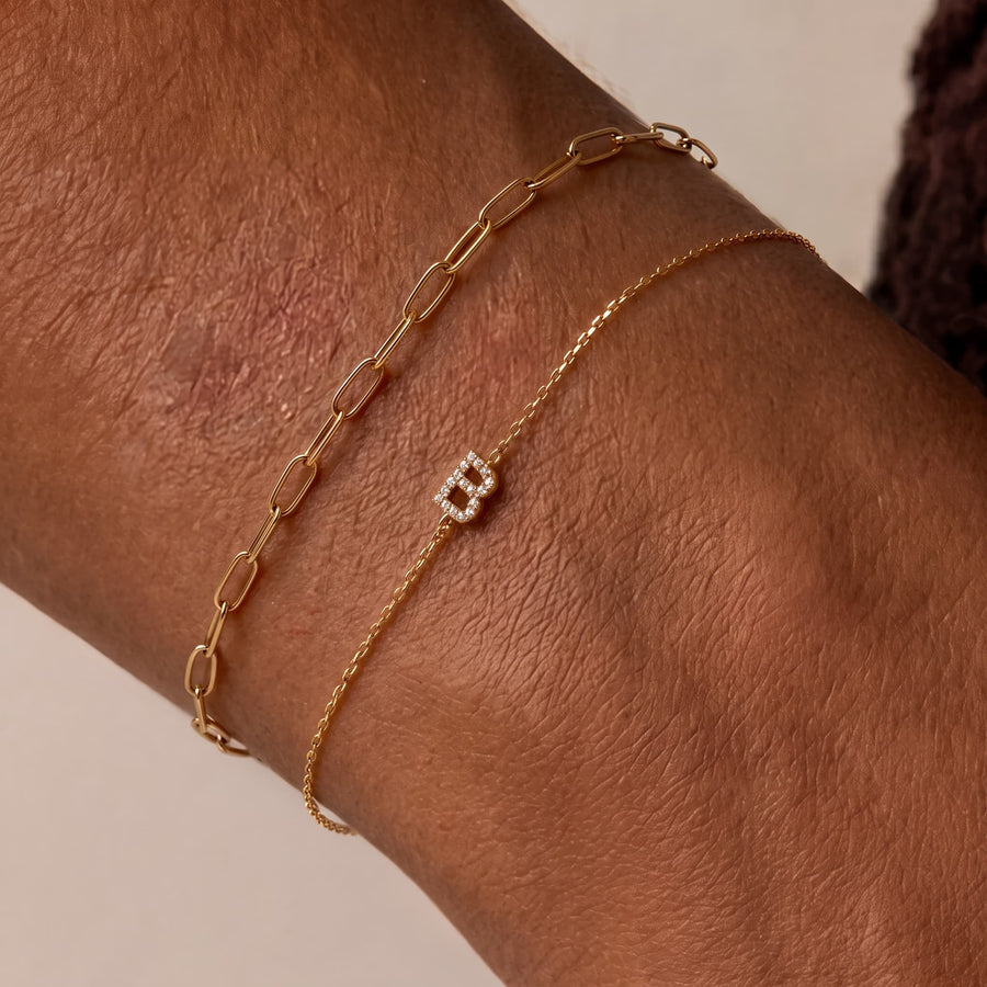 Pave Diamond Initial Bracelet
