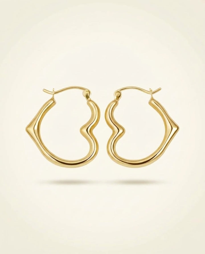 Sideways Heart Hoop Earrings