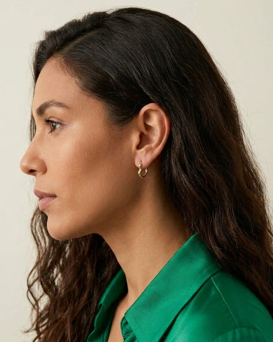 Sideways Heart Hoop Earrings