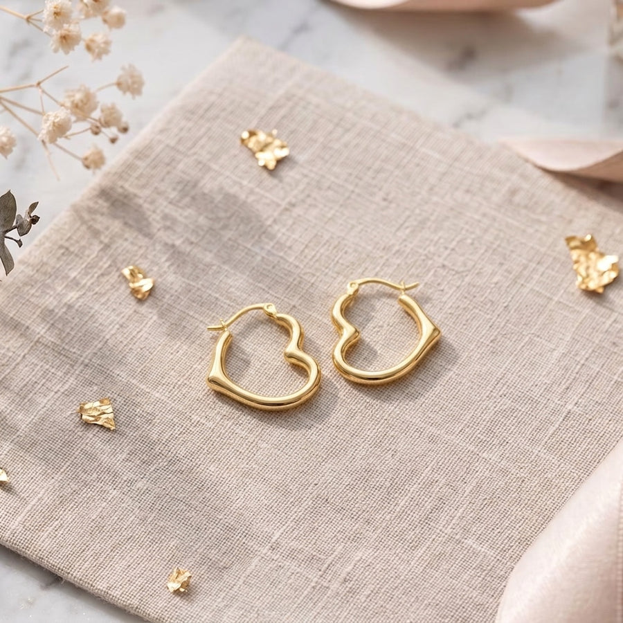 Sideways Heart Hoop Earrings