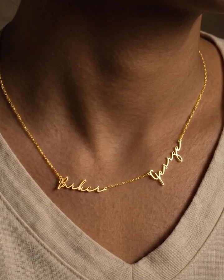 Signature Multi Name Necklace model