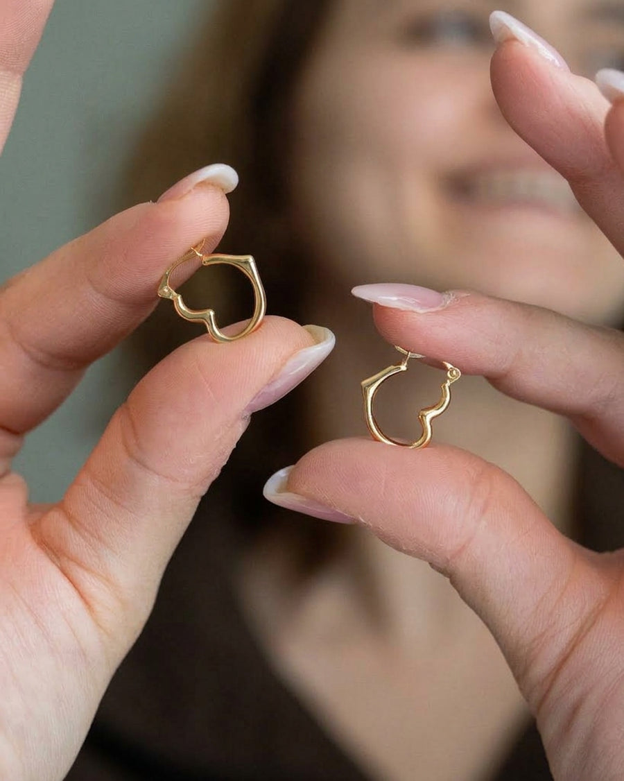Sideways Heart Hoop Earrings