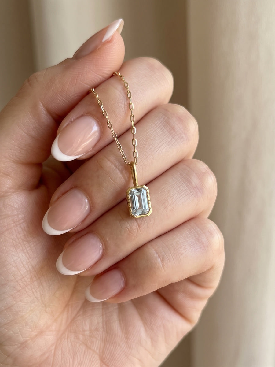 Emerald Cut Gemstone Necklace