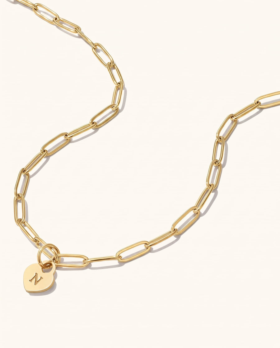 Chunky Heart Initial Necklace