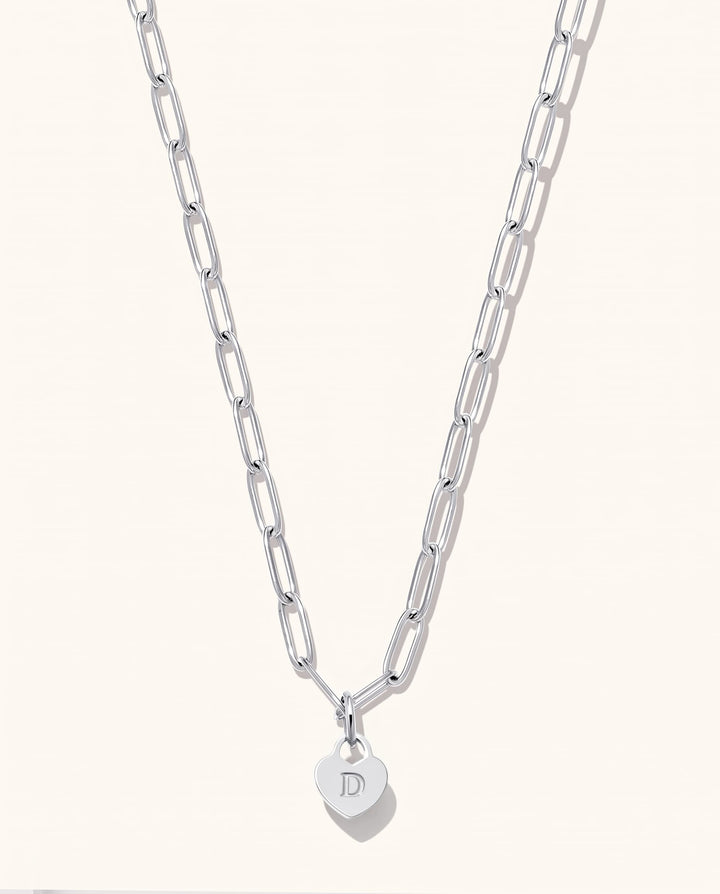 Chunky Heart Initial Necklace