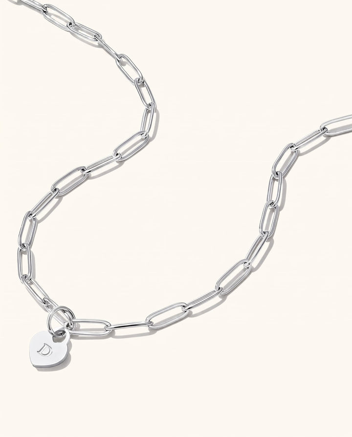 Chunky Heart Initial Necklace model