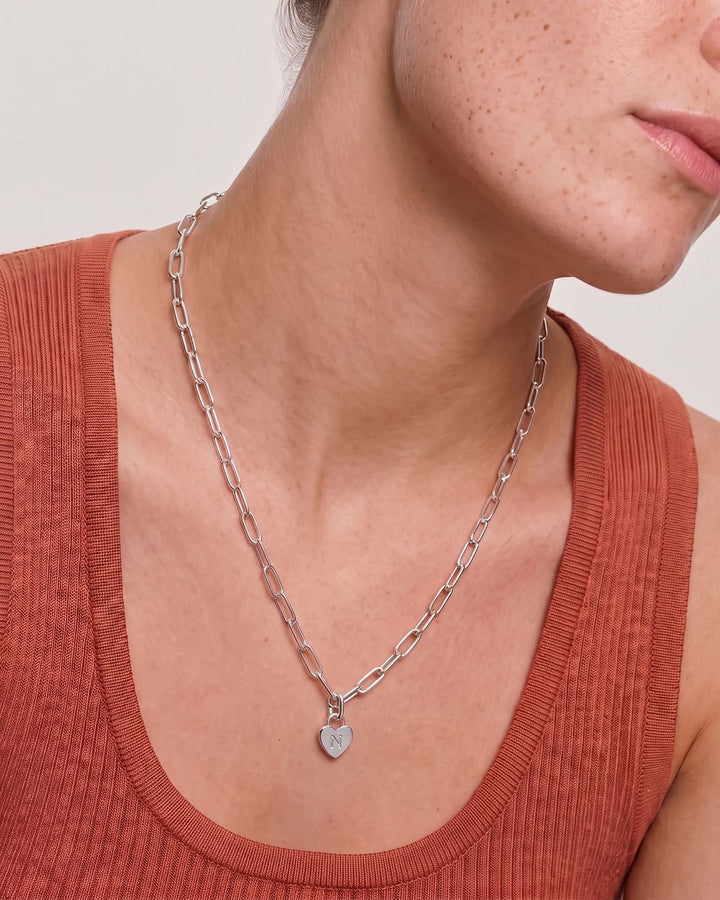 Chunky Heart Initial Necklace model