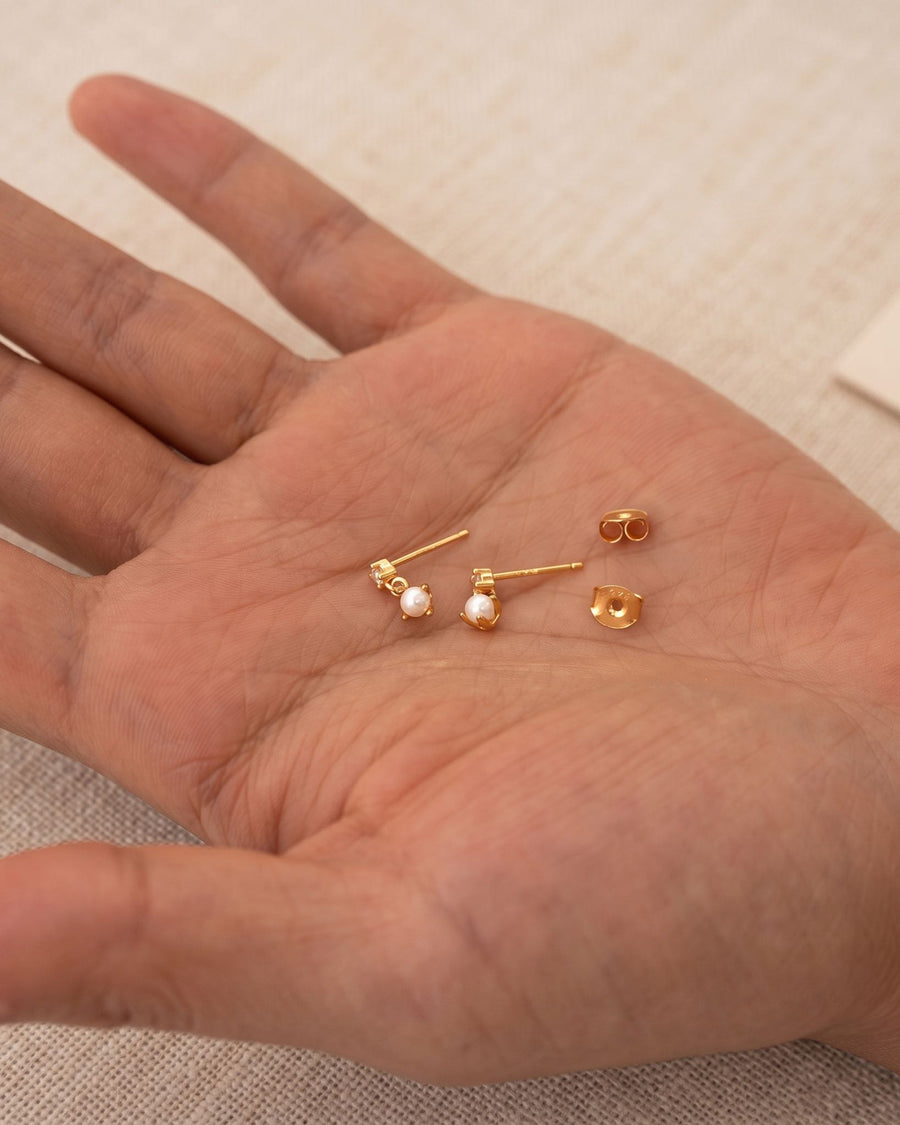 Diamond Pearl Drop Studs