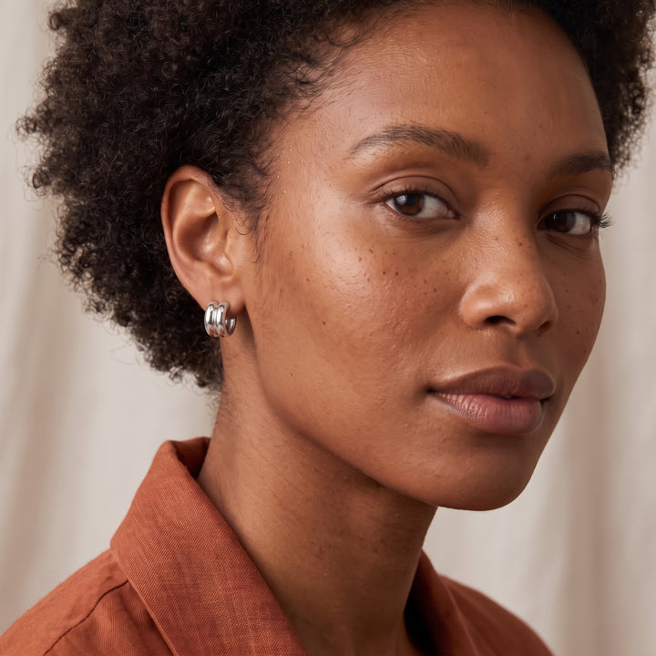 Double Dome Huggie Earrings model