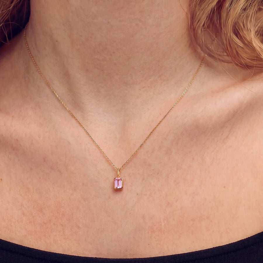 Emerald Cut Gemstone Necklace