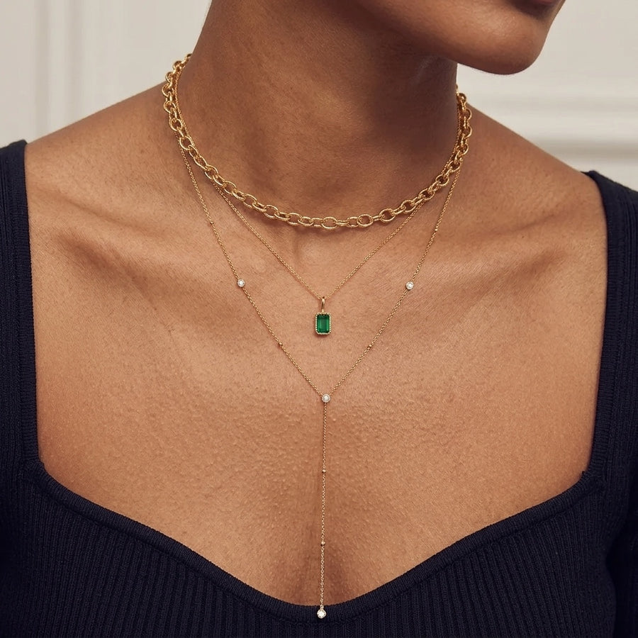 Emerald Cut Gemstone Necklace