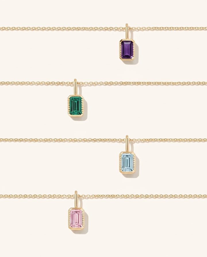 Emerald Cut Gemstone Necklace